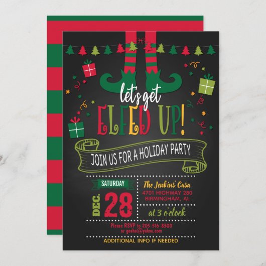レッツエレフードアップホリデーパーティー招待状- BK 招待状 (正面/裏面)
