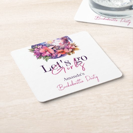 レッツガールズピンク最後のディスコバチェロレッテ スクエアペーパーコースター (アングル)