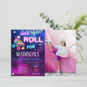 レッツガール転がスケート誕生日写真 招待状 (スタンド正面)