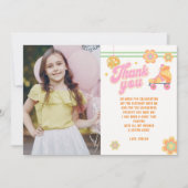 レッツガール転がロースケートで滑る誕生日写真 サンキューカード (正面)