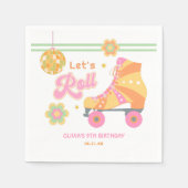 レッツガール転がローラスケートで滑る誕生会 スタンダードカクテルナプキン (正面)