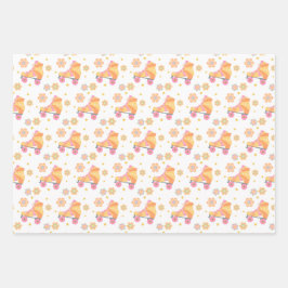 レッツガール転がローラスケートで滑る誕生会 ラッピングペーパーシート