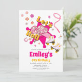 レッツガール転が女性のカーボーイローラースケート誕生日 招待状 (スタンド正面)