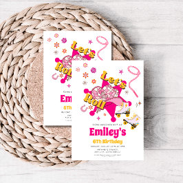 レッツガール転が女性のカーボーイローラースケート誕生日 招待状