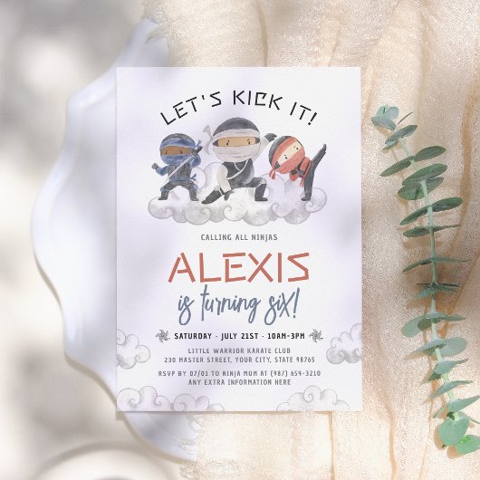 レッツキックイット忍者戦士武術アーツ誕生日 招待状