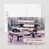 レッツキャンピングキャンプレトロ旅行 インビテーションポストカード (正面/裏面)