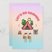 レッツキャンピングパーソナライズされた子供の誕生日 招待状 (正面/裏面)