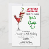 レッツクリスマス女の子の夜アウト誕生日 招待状 (正面)