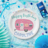 レッツグランピングガーリーハッピーバースデーパーティー ペーパープレート (パーティー)