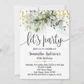 レッツグリーンリーパーティー金ゴールドグリッター誕生日 招待状 (正面)