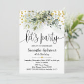 レッツグリーンリーパーティー金ゴールドグリッター誕生日 招待状 (スタンド正面)