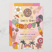 レッツグルービーレトロガール誕生日 招待状 (正面/裏面)