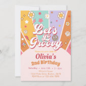 レッツグルーヴィーデイジーボホ誕生日招待状 招待状 (正面)