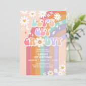 レッツグルーヴィーデイジーレインボーレトロ誕生日 招待状 (スタンド正面)
