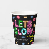 レッツグロウ クレイジー ネオン バースデー レーザー パーティー 紙コップ (正面)
