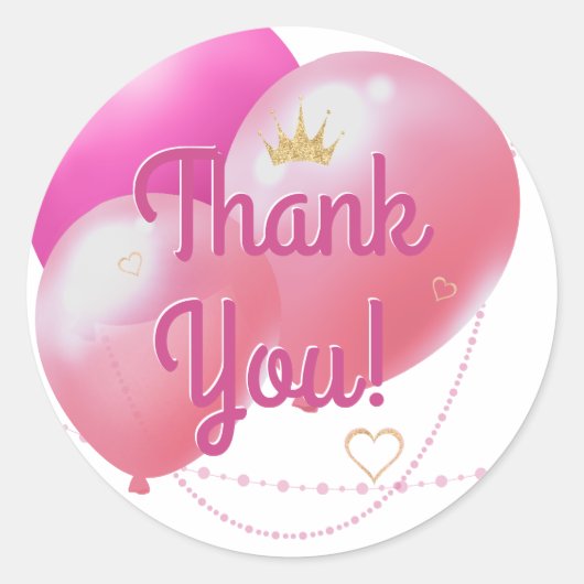 レッツグームピンクパーティーありがとう ラウンドシール (正面)