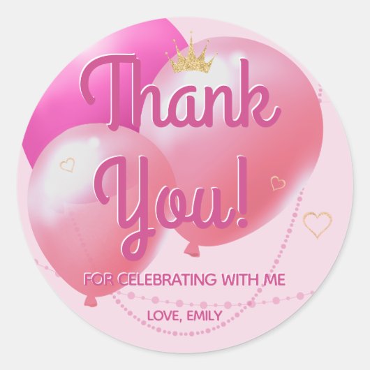 レッツグームピンクパーティーありがとう ラウンドシール (正面)