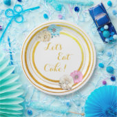 レッツケーキピ食べンク&ブルーフローラ紙プレート ペーパープレート (パーティー)