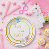 レッツケーキピ食べンク&ブルーフローラ紙プレート ペーパープレート (パーティー)