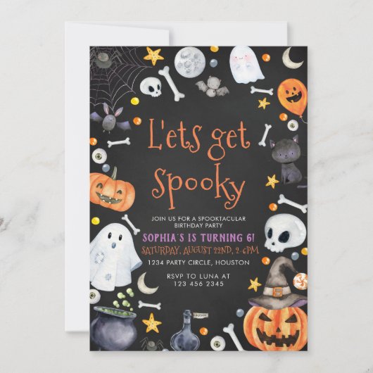 レッツゲー不気味ハローウィンパーティ誕生日 招待状 (正面)