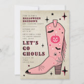 レッツゴーウルズハローウィンパーティピンク女性のカーボーイブーツ 招待状 (正面)