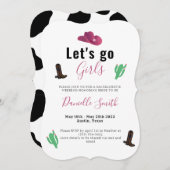 レッツゴーガールズオースティンテキサス州女性のカーボーイバチェロレッテ 招待状 (正面/裏面)
