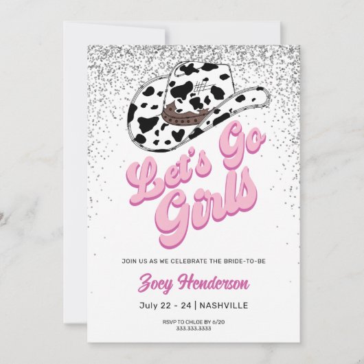 レッツゴーガールズグリッター週末バチェロレッテ 招待状 (正面)