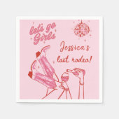 レッツゴーガールズディスコピンク女性のカーボーイバチェロレッテ スタンダードカクテルナプキン (正面)