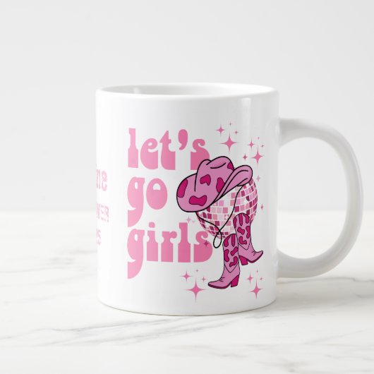 レッツゴーガールズディスコ女性のカーボーイバチェロレッテ ジャンボコーヒーマグカップ (右)