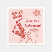 レッツゴーガールズディスコ女性のカーボーイバチェロレッテ スタンダードカクテルナプキン (正面)