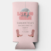 レッツゴーガールズディスコ女性のカーボーイバチェロレッテ スリム缶クーラー (裏面)