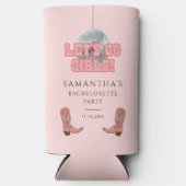 レッツゴーガールズディスコ女性のカーボーイバチェロレッテ スリム缶クーラー (正面)