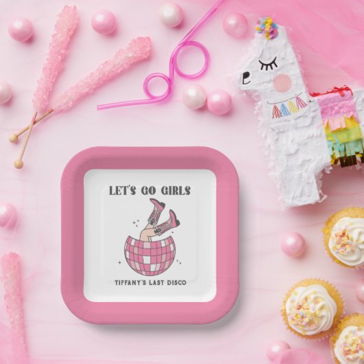 レッツゴーガールズディスコ女性のカーボーイバチェロレッテ ペーパープレート (パーティー)