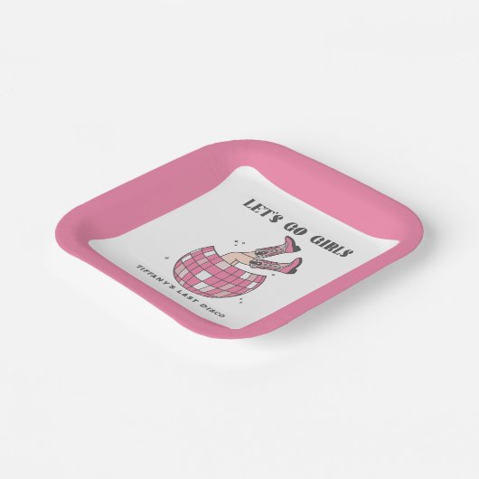 レッツゴーガールズディスコ女性のカーボーイバチェロレッテ ペーパープレート (傾斜あり)