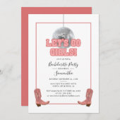 レッツゴーガールズディスコ女性のカーボーイバチェロレッテ 招待状 (正面/裏面)