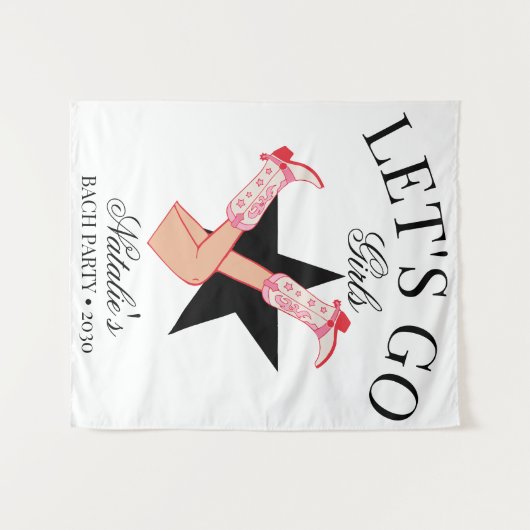 レッツゴーガールズパーソナライズされた女性のカーボーイバチェロレッテ タペストリー (正面(横))