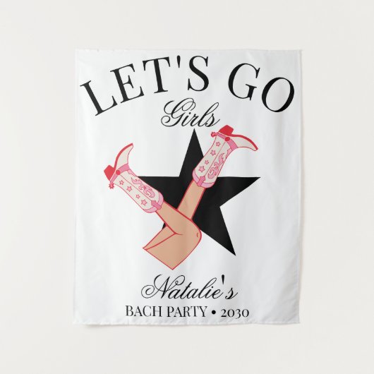 レッツゴーガールズパーソナライズされた女性のカーボーイバチェロレッテ タペストリー (正面)