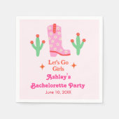 レッツゴーガールズピンク女性のカーボーイバチェロレッテ スタンダードカクテルナプキン (正面)