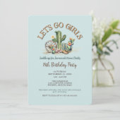 レッツゴーガールズ女性のカーボーイウエスタンアクアブルー誕生日 招待状 (スタンド正面)