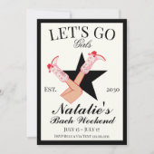 レッツゴーガールズ女性のカーボーイバチェロレッテの日程 招待状 (正面)