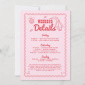 レッツゴーガールズ女性のカーボーイピンク&レッドバチェロレッテ 招待状 (裏面)