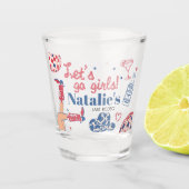 レッツゴーガールズ女性のカーボーイラストロデオバチェロレッテ ショットグラス (正面)
