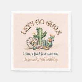 レッツゴーガールズ女性のカーボーイロデオカスタム赤面ピンク スタンダードカクテルナプキン