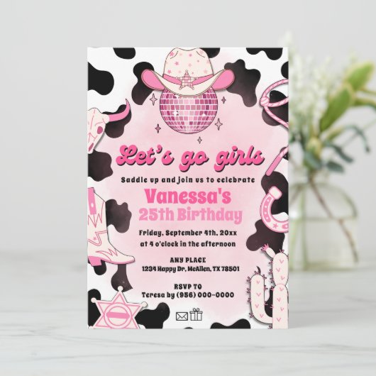 レッツゴーガールズ女性のカーボーイロデオディスコ招待状 招待状 (スタンド正面)