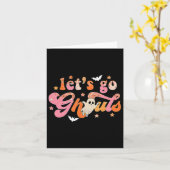 レッツゴーグルキュート幽霊ブーおもしろいハロウィーン女性 カード (黄色い花)