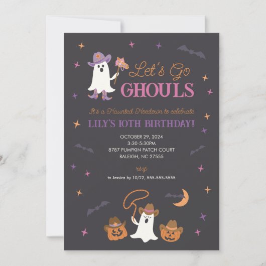 レッツゴーグルスウェスタンハロウィーン誕生日招待状 招待状 (正面)