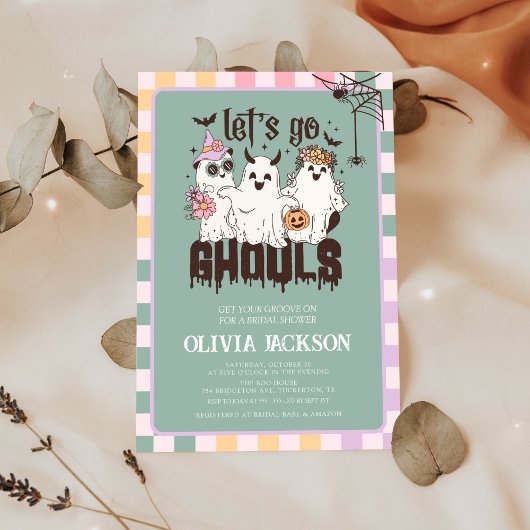 レッツゴーグルスグルーヴィハロウィーンブライダルシャワー 招待状