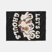 レッツゴーグルスコスチュームハロウィンカボチャ幽霊 フリースブランケット (正面(横))