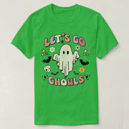 レッツゴーグルハロウィーン幽霊グルービーレトロ70sこんにちは tシャツ (デザイン正面)