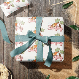 レッツゴーサーフィンサマーサーフボードパターン ラッピングペーパー